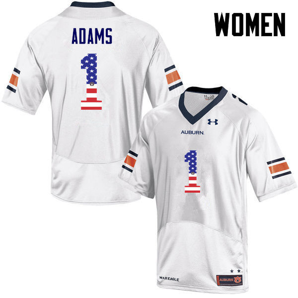 Auburn Tigers Women's Montravius Adams #1 White Under Armour Stitched College USA Flag Fashion NCAA Authentic Football Jersey VXI1074AM